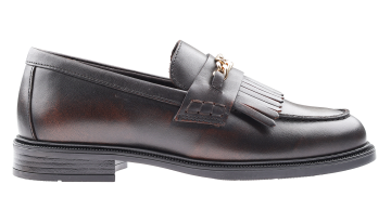 Tommy Hilfiger Chain Fringe Leather brown Loafer