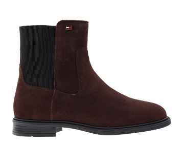 Tommy Hilfiger Enamel Flag suède Ankle Brown Chelsea Boot