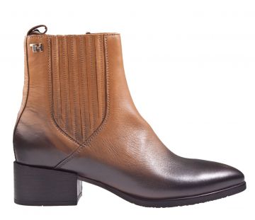 Tommy Hilfiger schaded-leather flat boot cognac Stiefelette