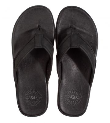 UGG Seaside Flip Leather schwarz Pantolette