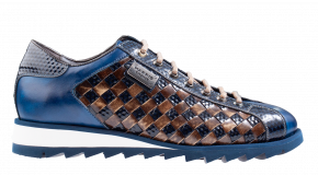 Harris 2817 Shade Lino Kubric vlecht blauw cognac Schnürschuhe