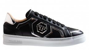 Philipp Plein MSC 3826 Star Shooter Lo-Top Hexagon Black/Silver Sneaker