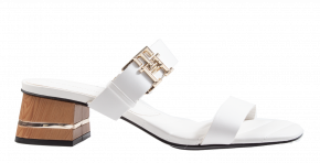 Tommy hilfiger Hardware Block Mid Heel weiß Pantolette