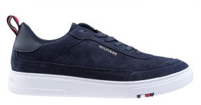 Tommy Hilfiger Modern Cupsole Perf Veloursleder blau Schnürschuhe