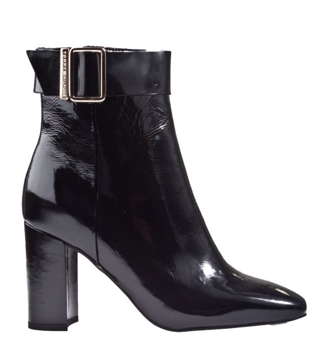 Tommy Hilfiger Basic Square Toe Boot zwart lak enkellaars